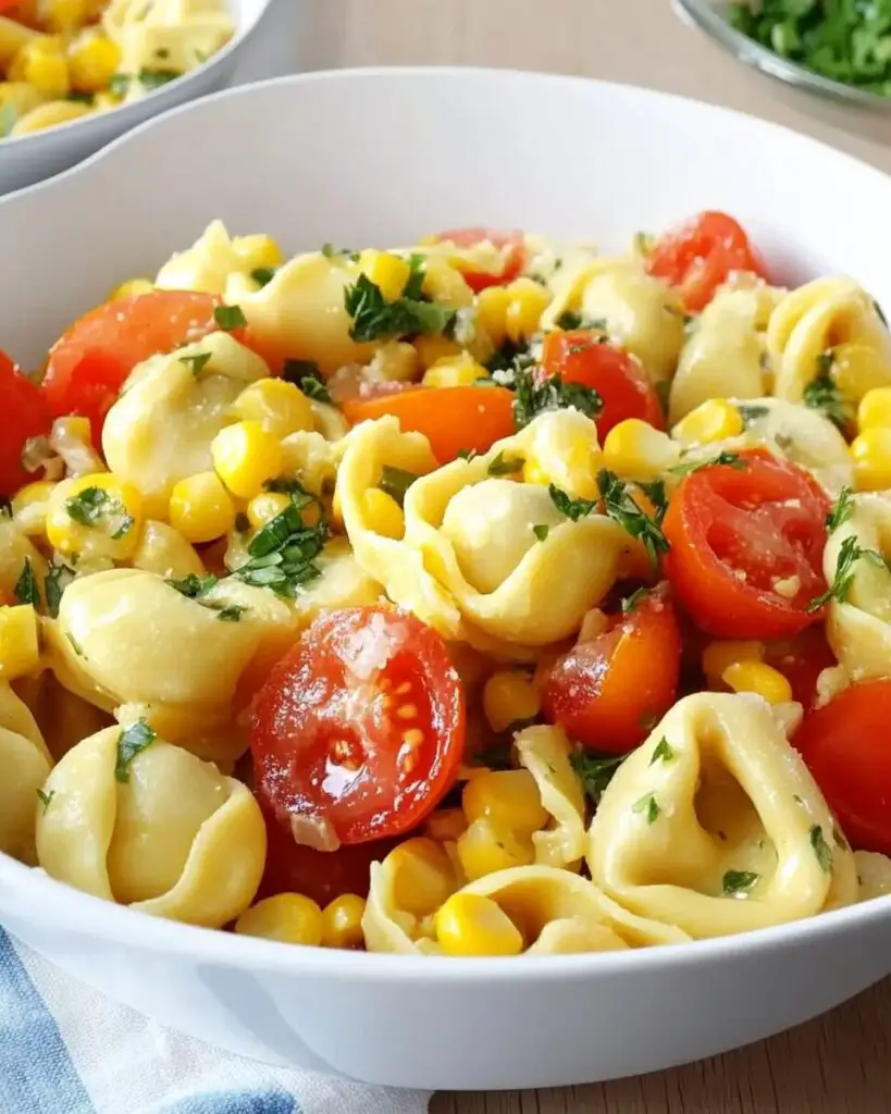 Cheese Tortellini with Tomatoes and Corn