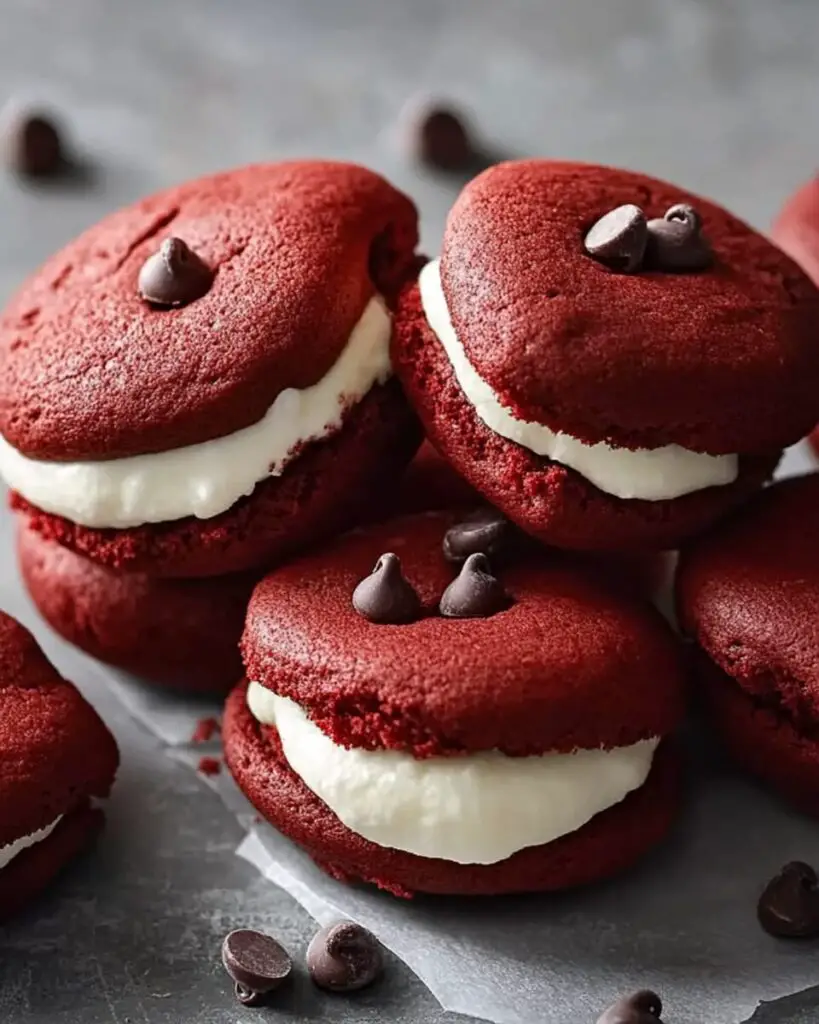 Chocolate Chip Red Velvet Whoopie Pies