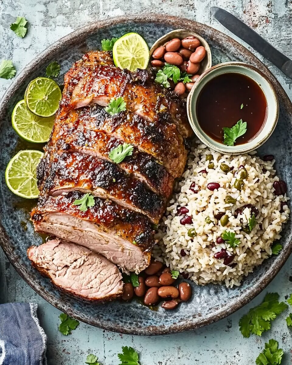 Cuban Mojo Roast Leg of Pork with Rice and Beans