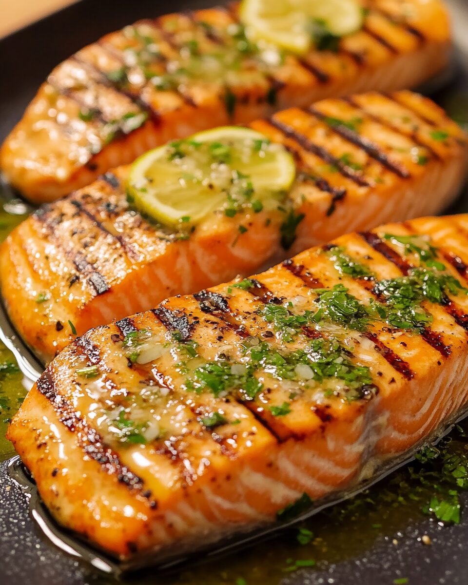 Grilled Garlic Butter Salmon Steaks