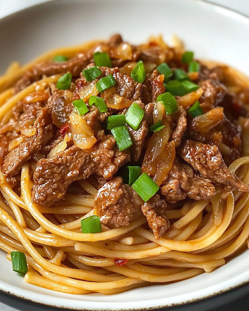 Beef and Onion Spaghetti