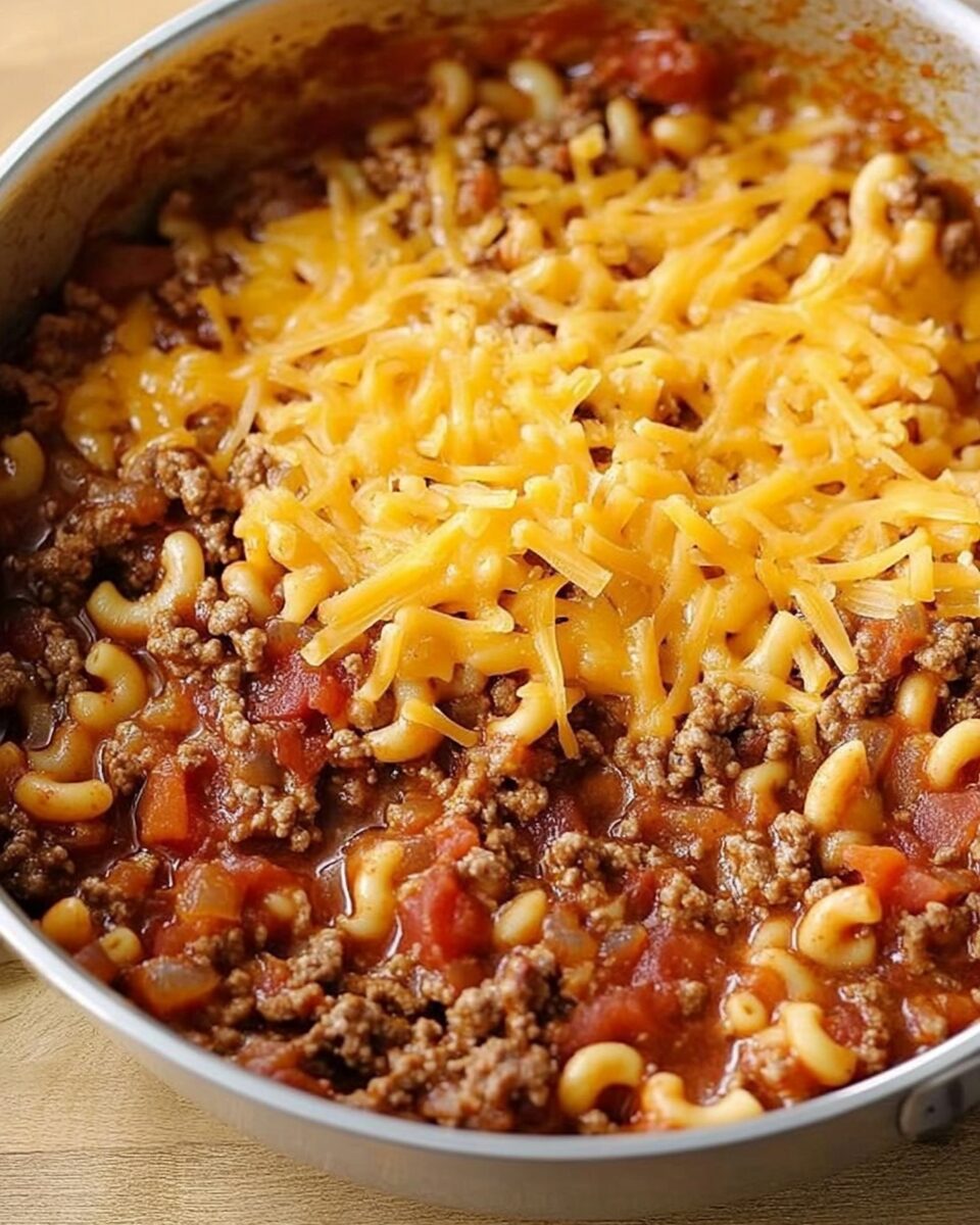 Cheesy Beef and Macaroni Skillet