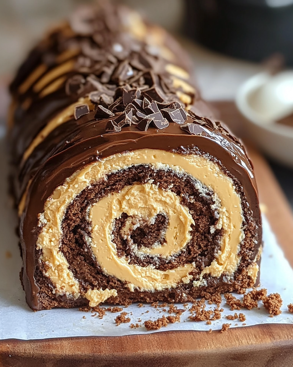 Chocolate Peanut Butter Cake Roulade