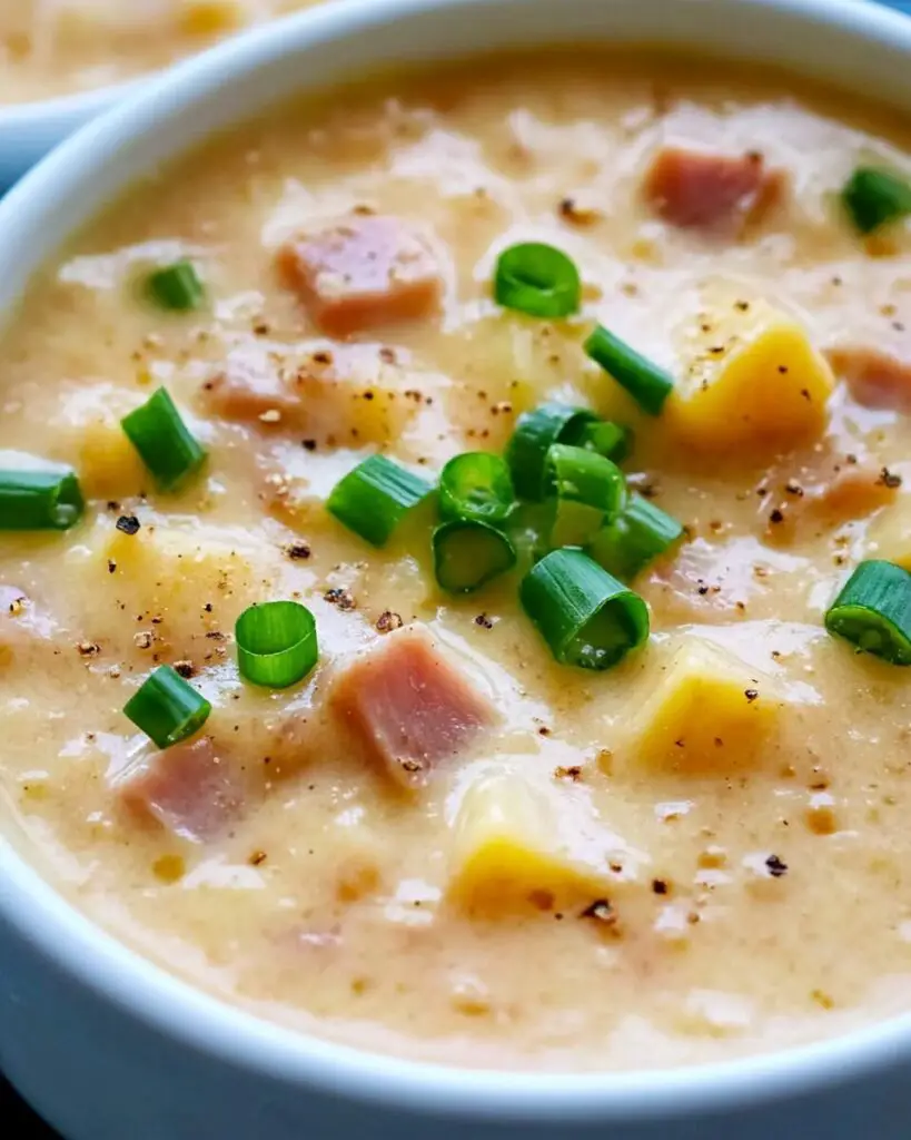 Easy Slow Cooker Cheesy Potato Soup with Ham