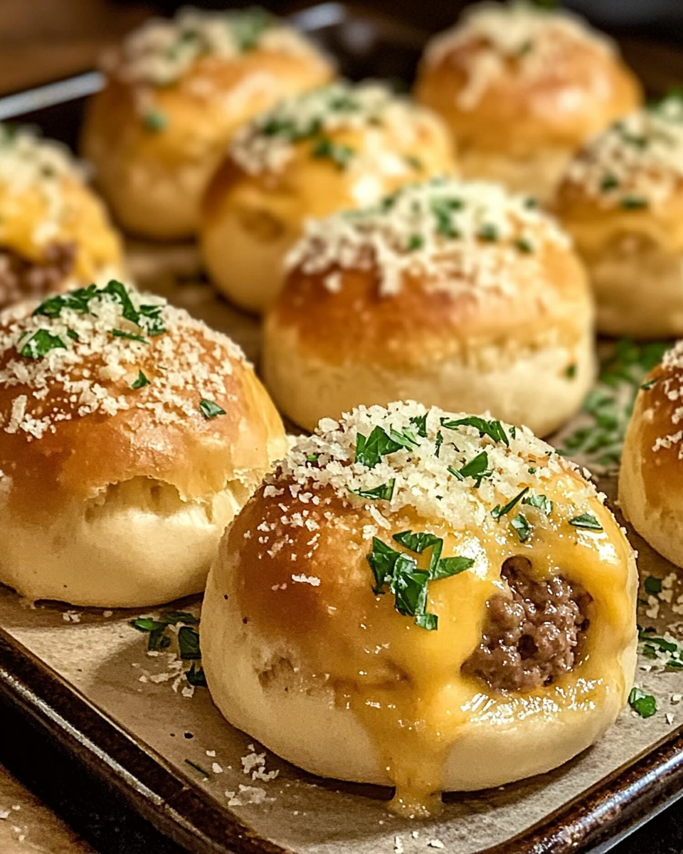 Garlic Parmesan Cheeseburger Bombs