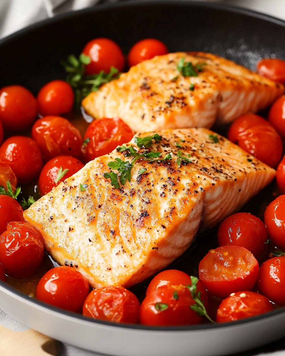 One-Pan Seared Salmon with Burst Cherry Tomatoes