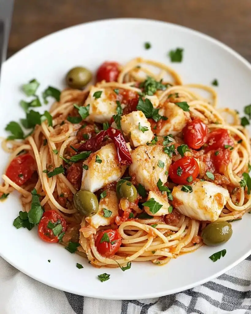 Spicy Fish and Olive Spaghetti