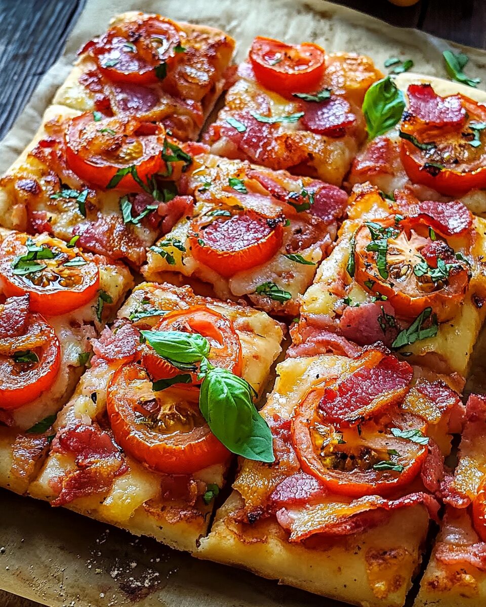 Tomato Bacon Squares