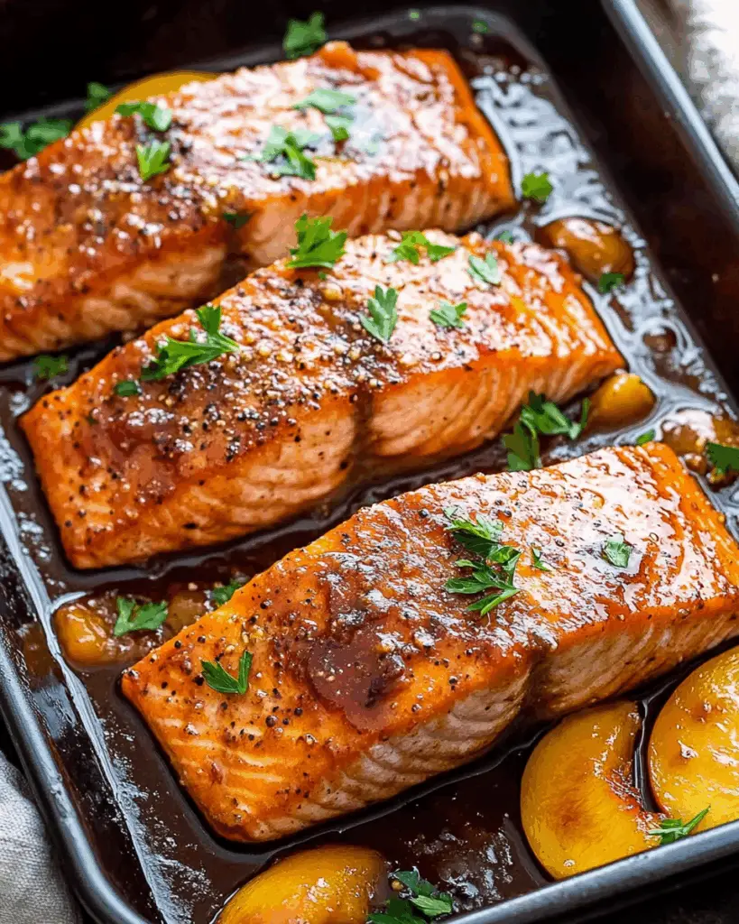 Bourbon Peach Roasted Salmon