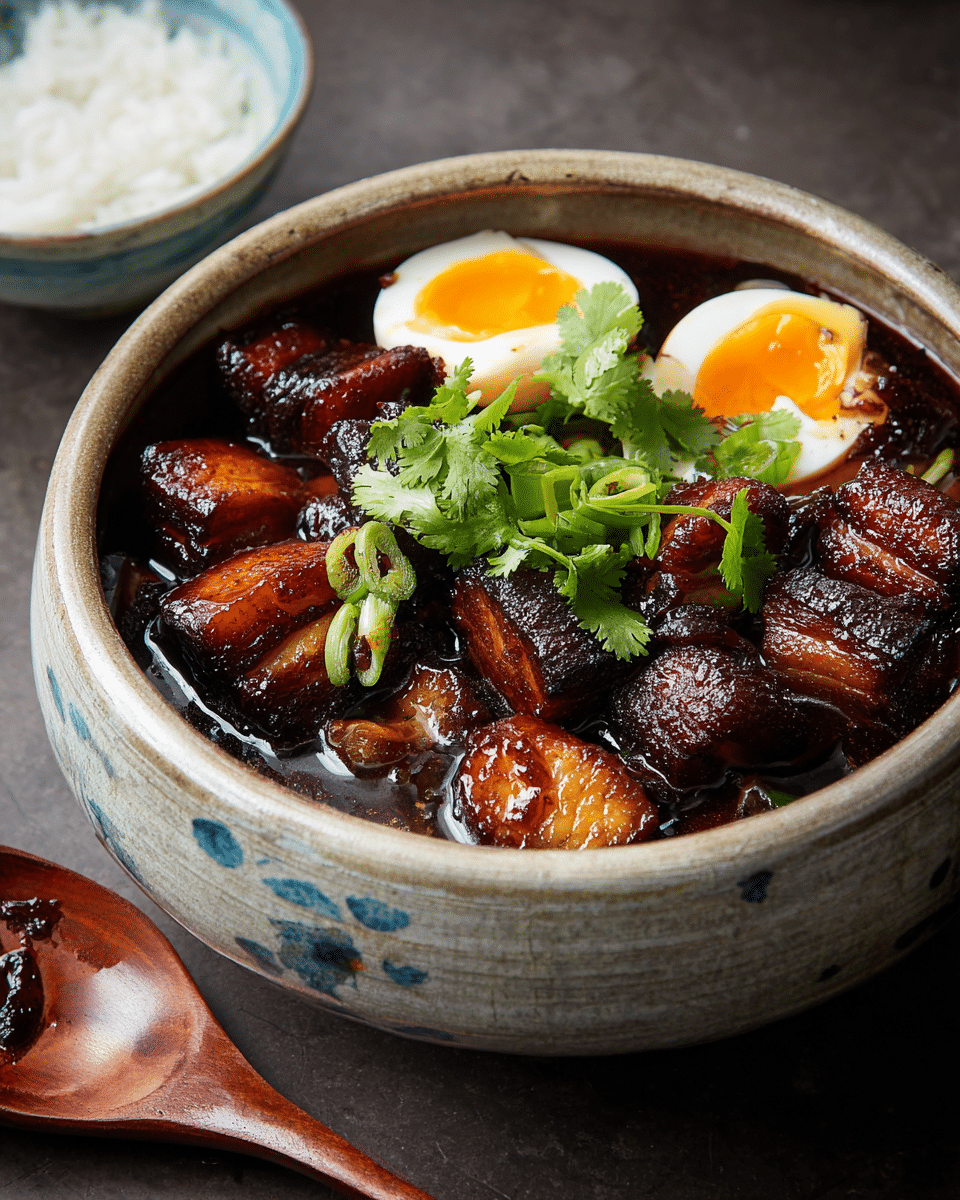 Soy Braised Pork Belly with Egg