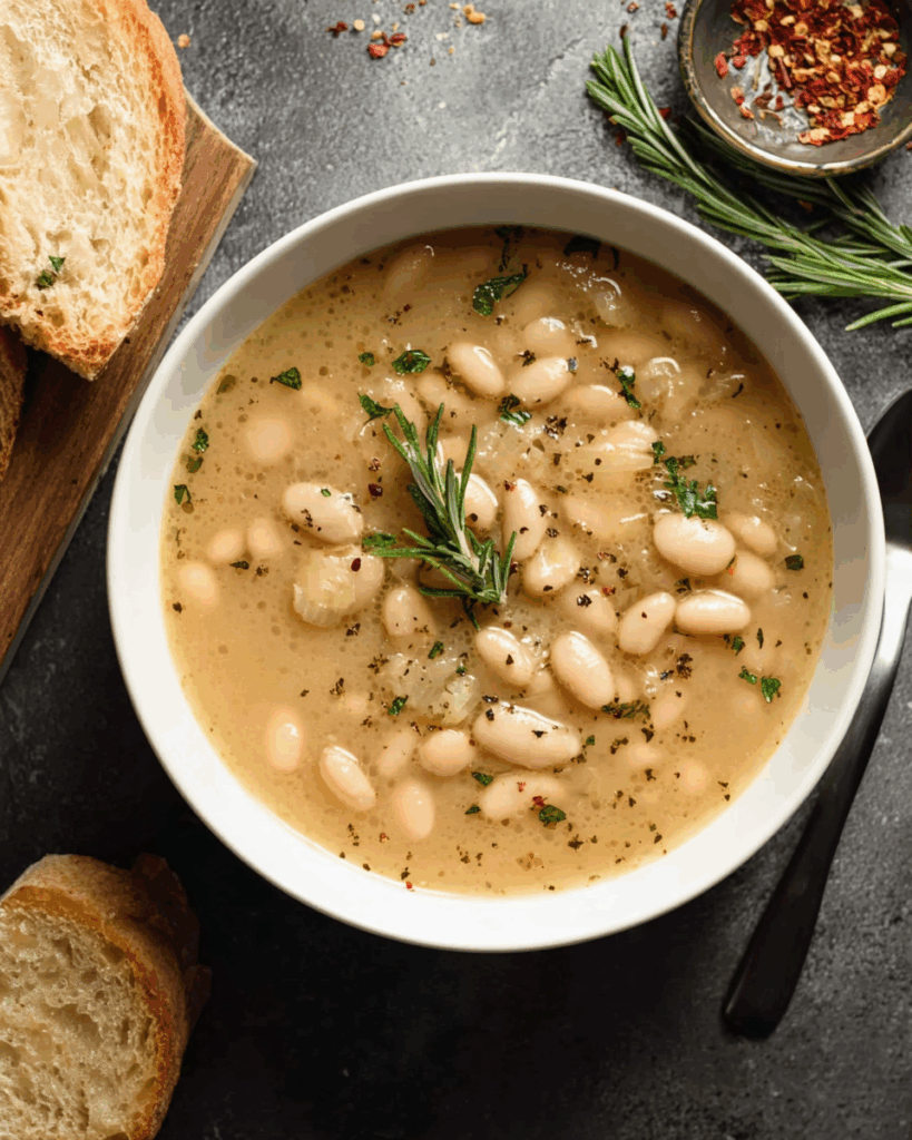 Easy Rosemary Garlic White Bean Soup