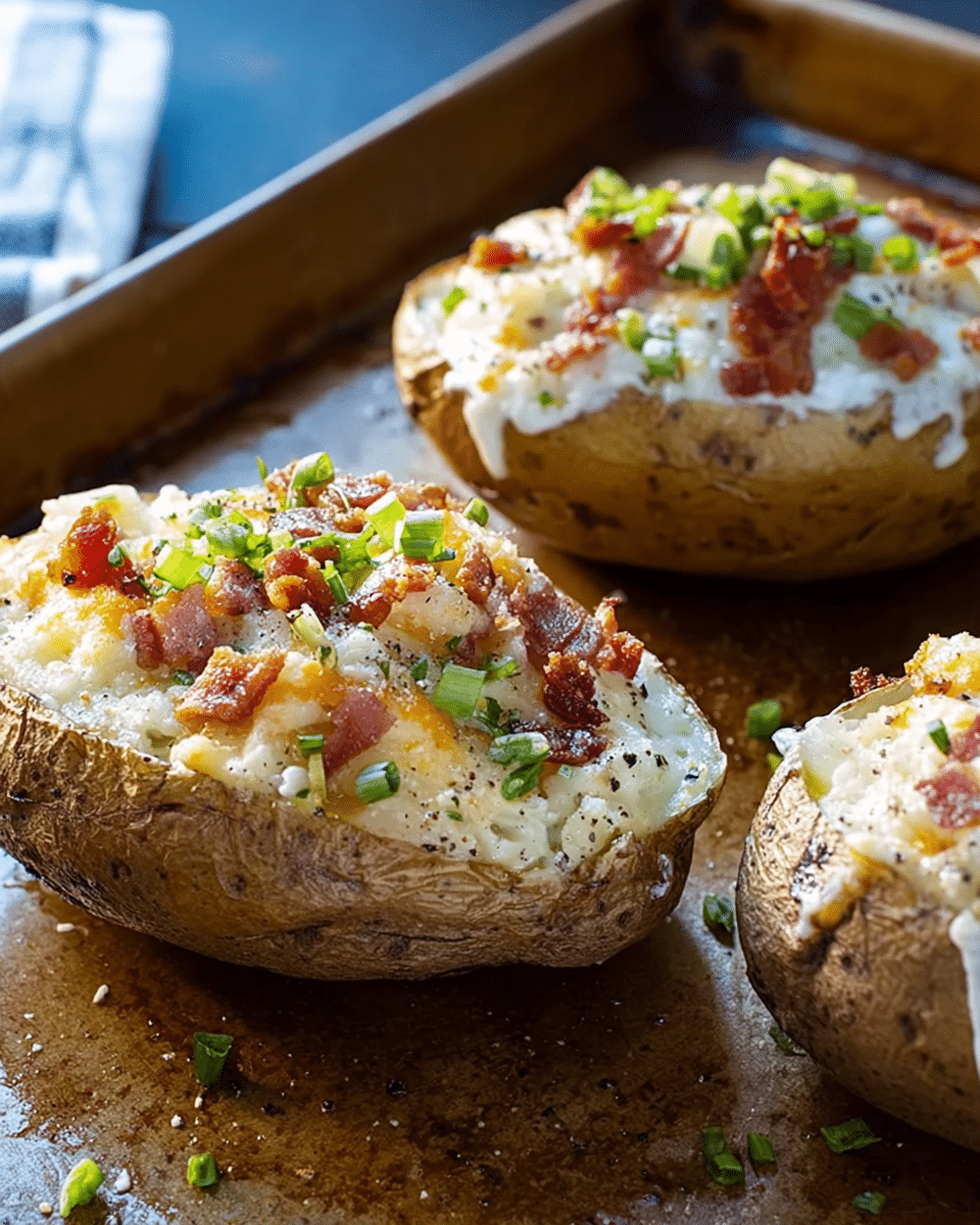 Carbonara Stuffed Potatoes with Crispy Pancetta