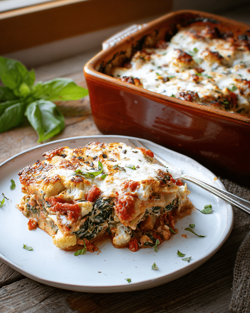 Cauliflower Spinach Lasagna