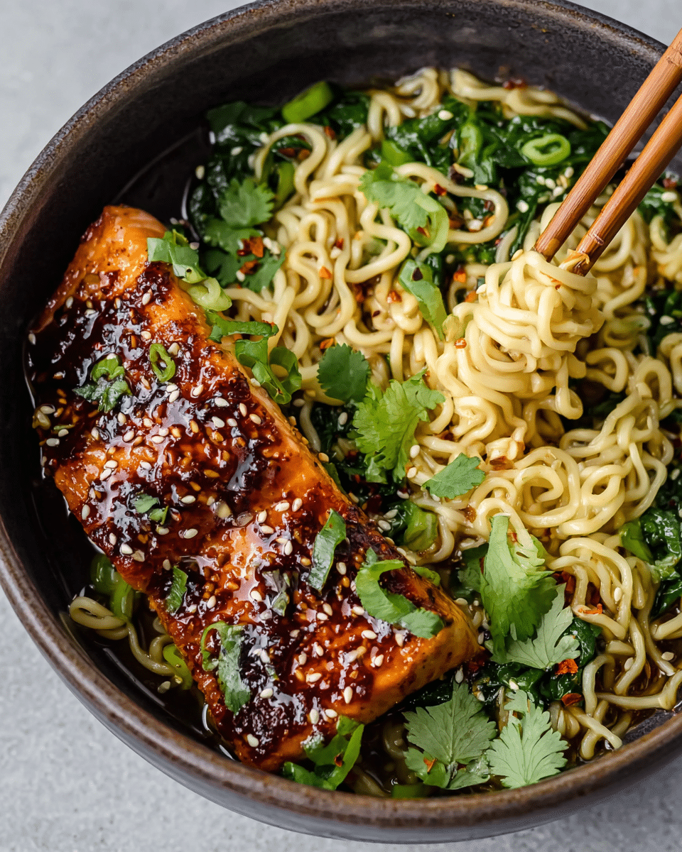 Glazed Miso Salmon with Ramen Noodles