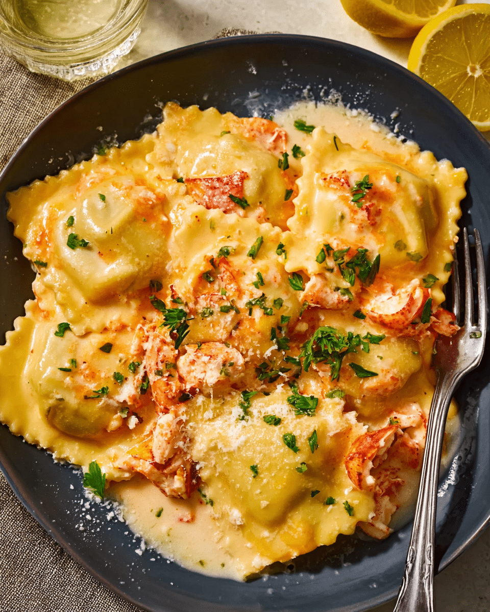 Lobster Ravioli with Lemon Butter Sauce