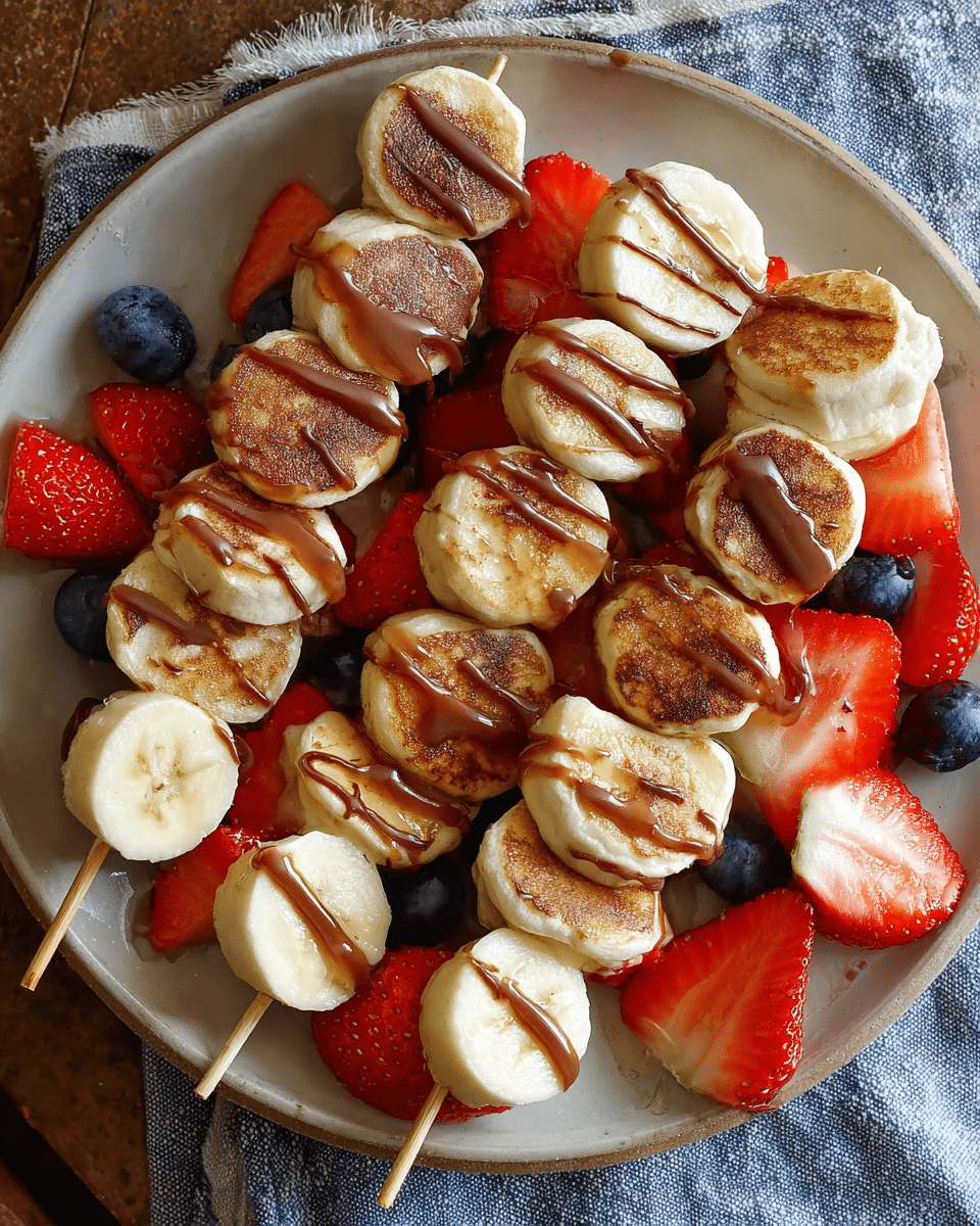 Pancake Skewers with Fruit and Syrup