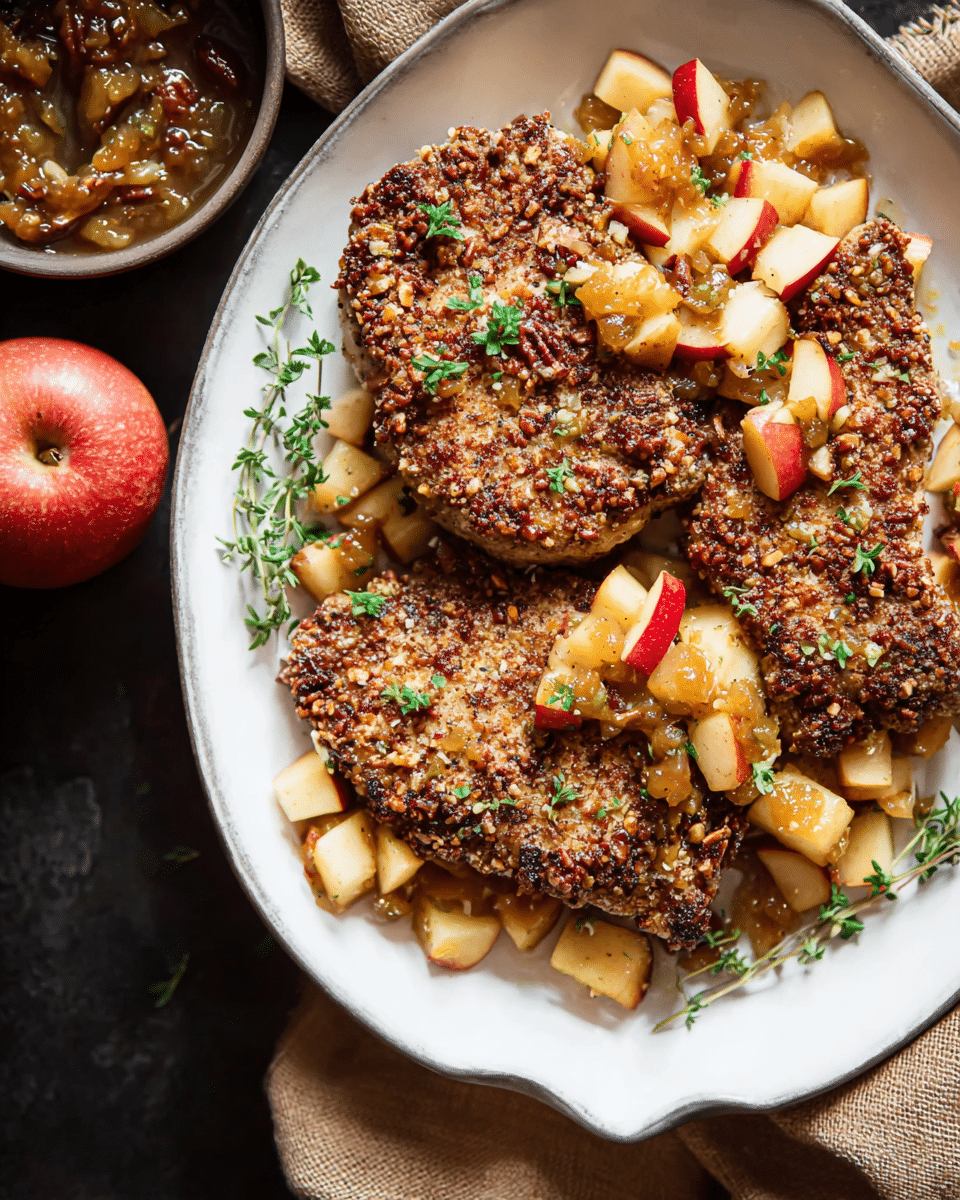 Pecan-Crusted Pork Chops with Apple Chutney
