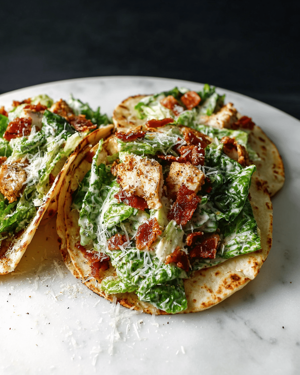 Smash Chicken Caesar Tacos