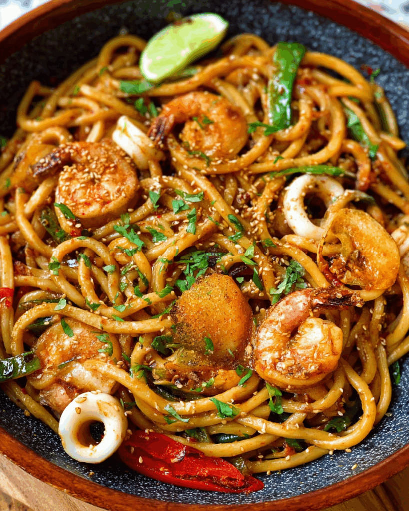 Spicy Seafood Udon Pasta