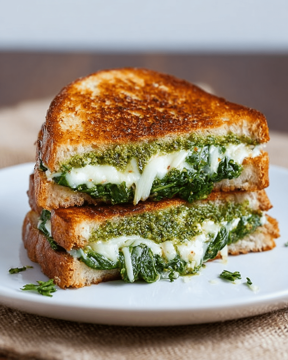 Spinach Pesto Grilled Cheese Sandwich