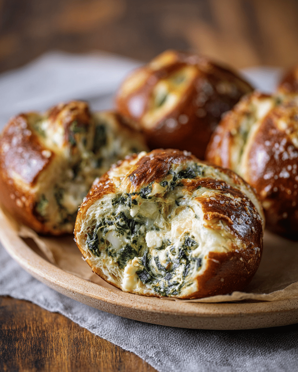 Spinach Artichoke Dip Stuffed Pretzels
