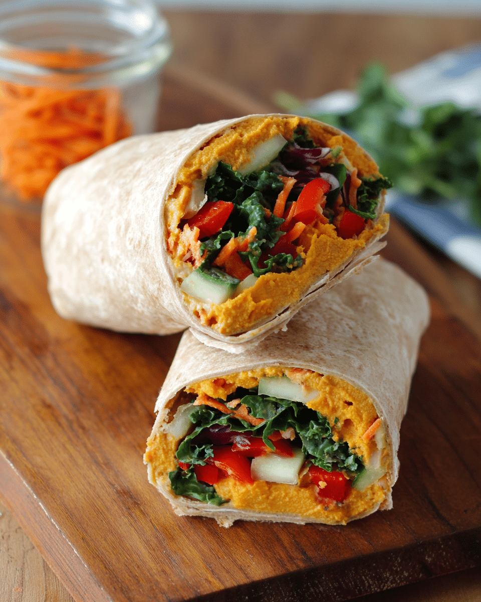 Sweet Potato and Veggie Hummus Wrap