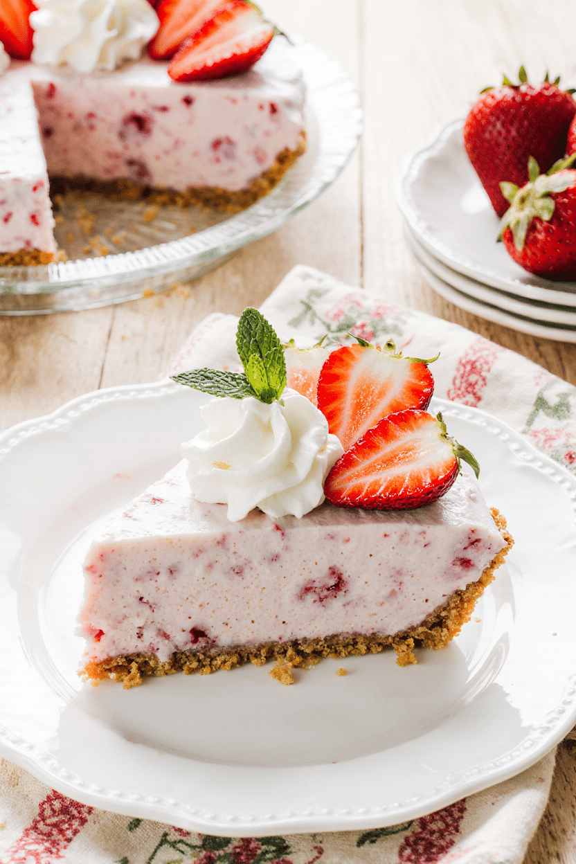 Frozen Strawberry Cream Pie