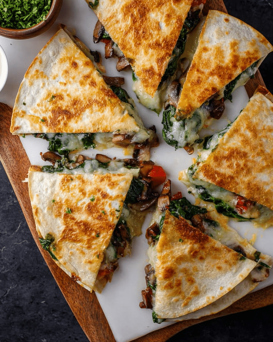 Baked Spinach Mushroom Quesadillas