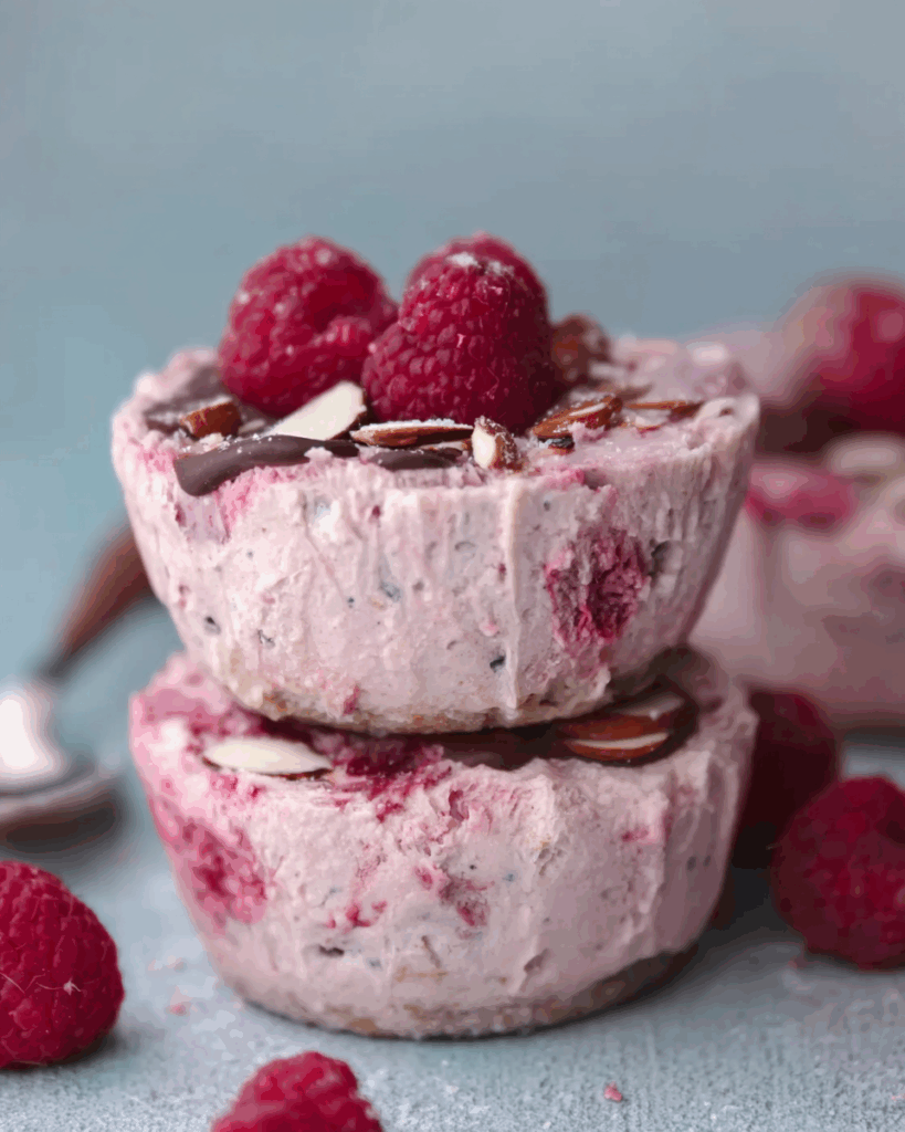 Frozen Raspberry Almond Yogurt Cups