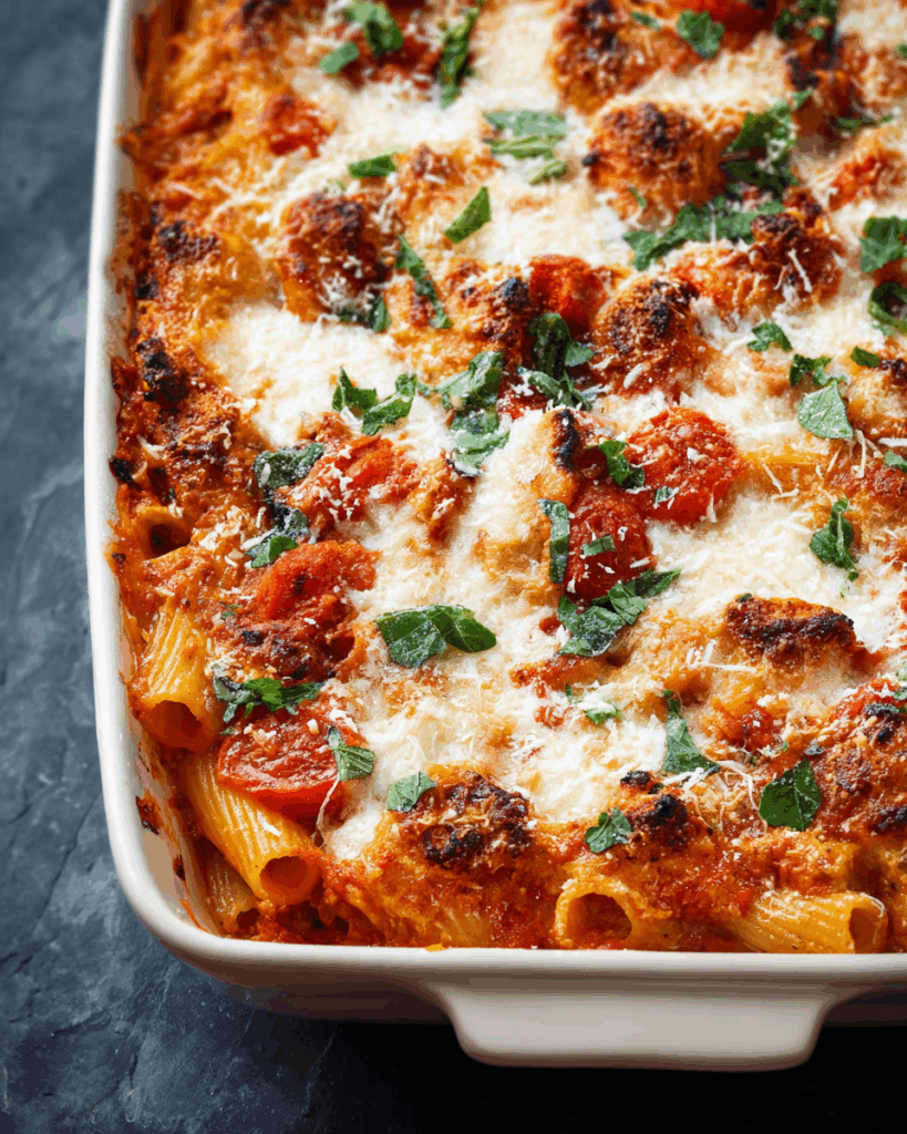 Baked Rigatoni with a Savory Tomato Sauce