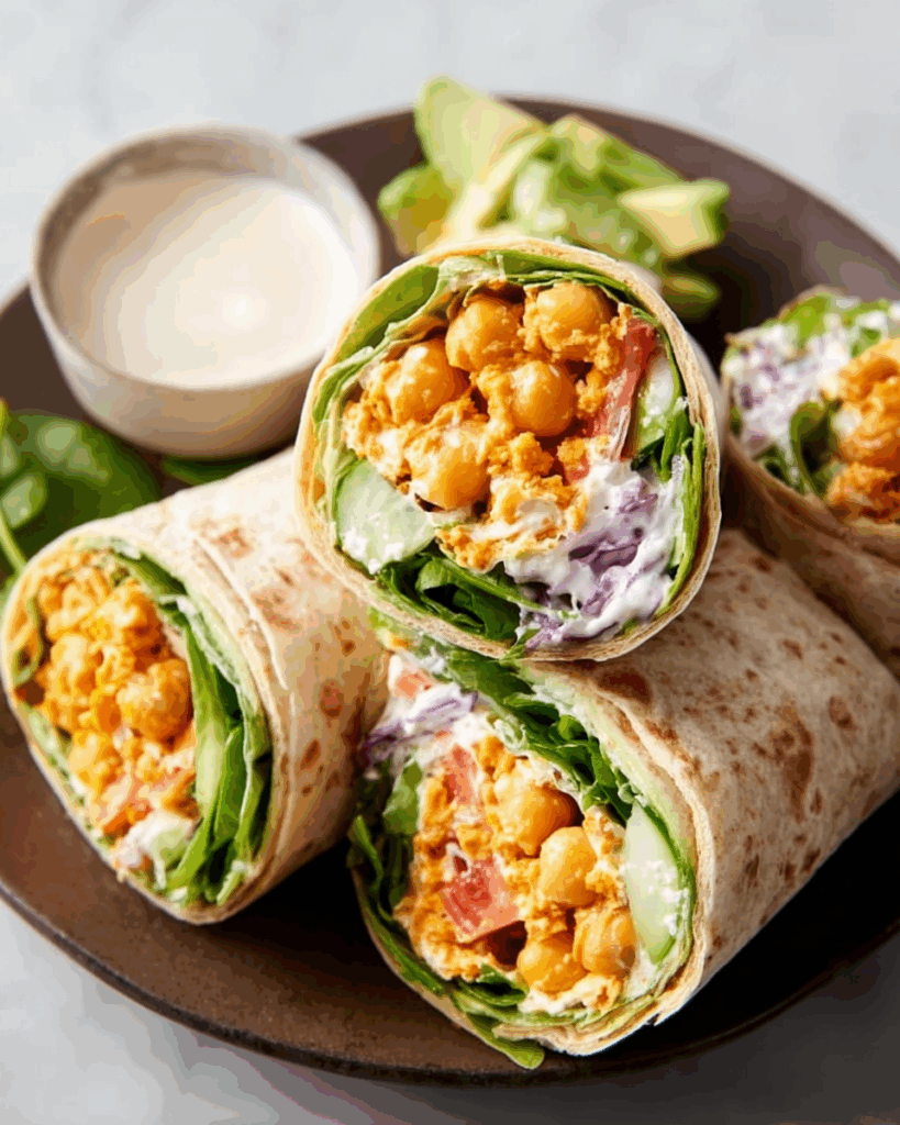 Buffalo Chickpea Salad Wraps