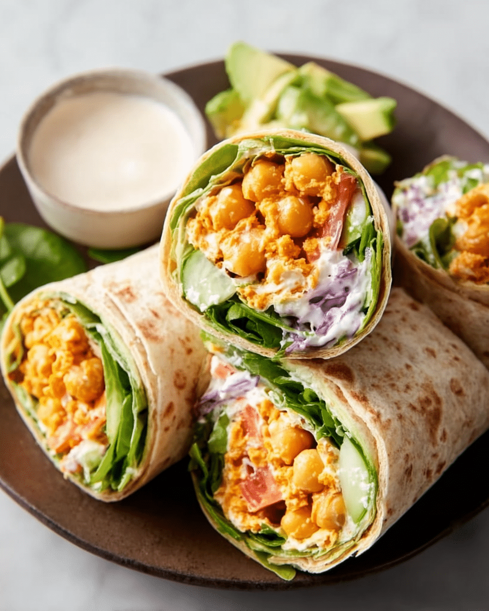 Buffalo Chickpea Salad Wraps
