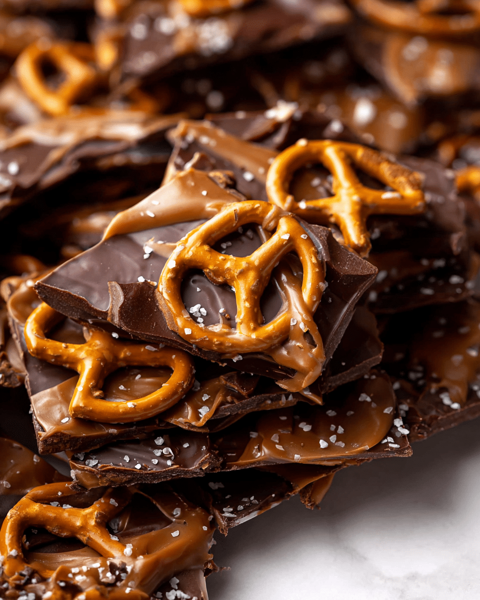 Chocolate Caramel Pretzel Bark