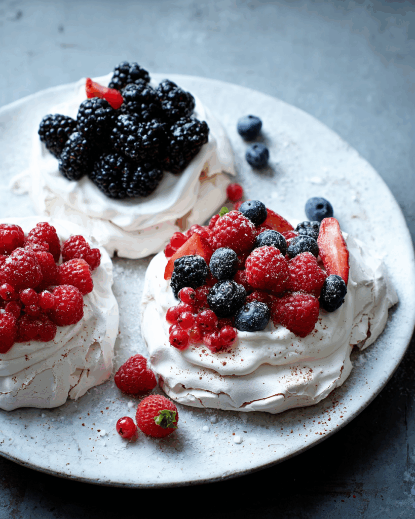 Pavlovas with Fresh Berries