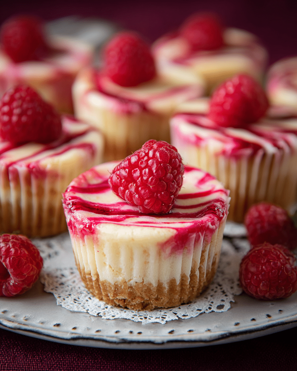 Raspberry Swirled Cheesecake Cupcakes