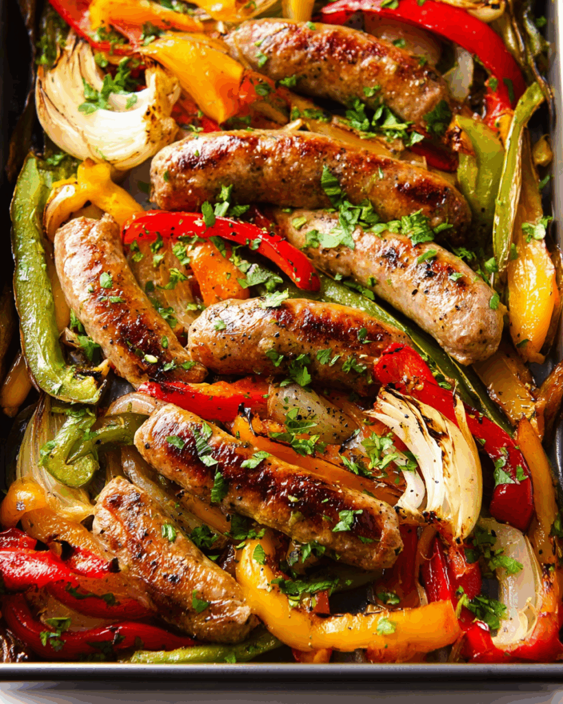 Sheet Pan Sausage and Peppers