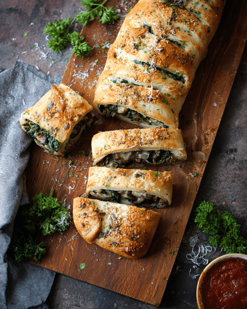 Spinach and Mushroom Stromboli