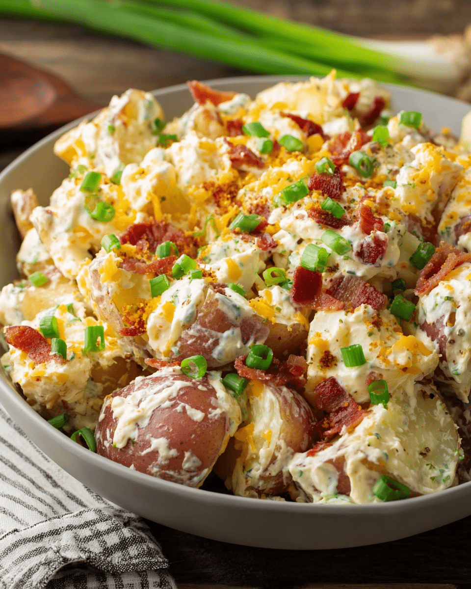 Cheddar Bacon Ranch Potato Salad