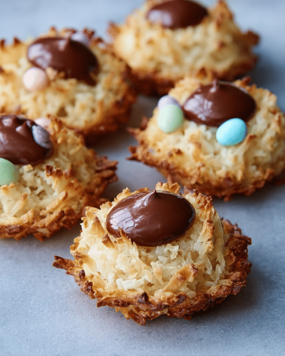 Coconut Macaroon Nutella Nests