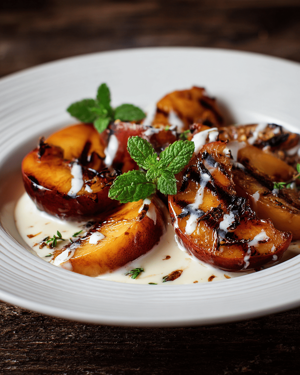 Grilled Nectarines with Honey Cream