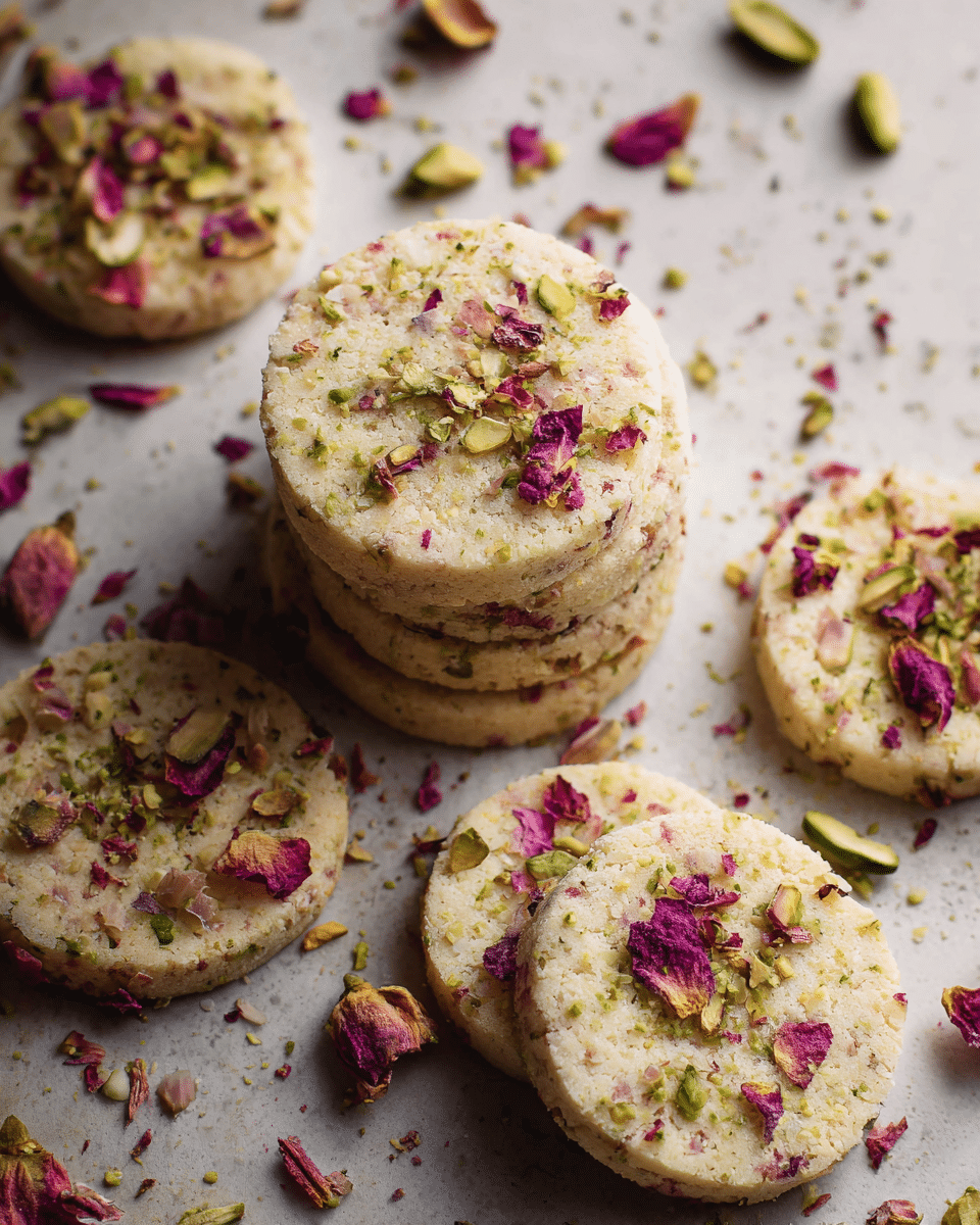 Rose Pistachio Shortbread Cookies