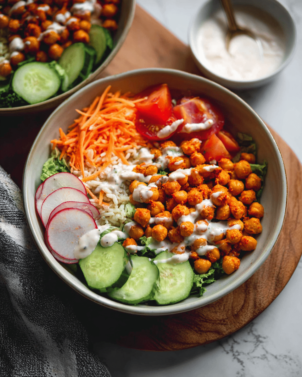 Vegan Buffalo Chickpea Bowls
