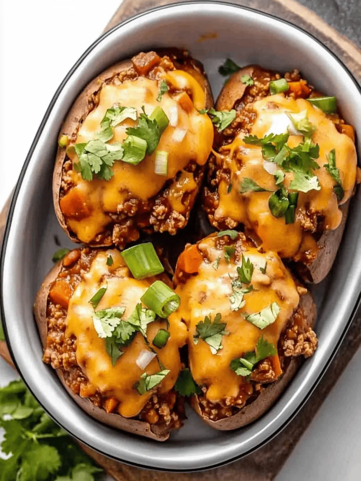 Turkey Chili Smothered Sweet Potatoes