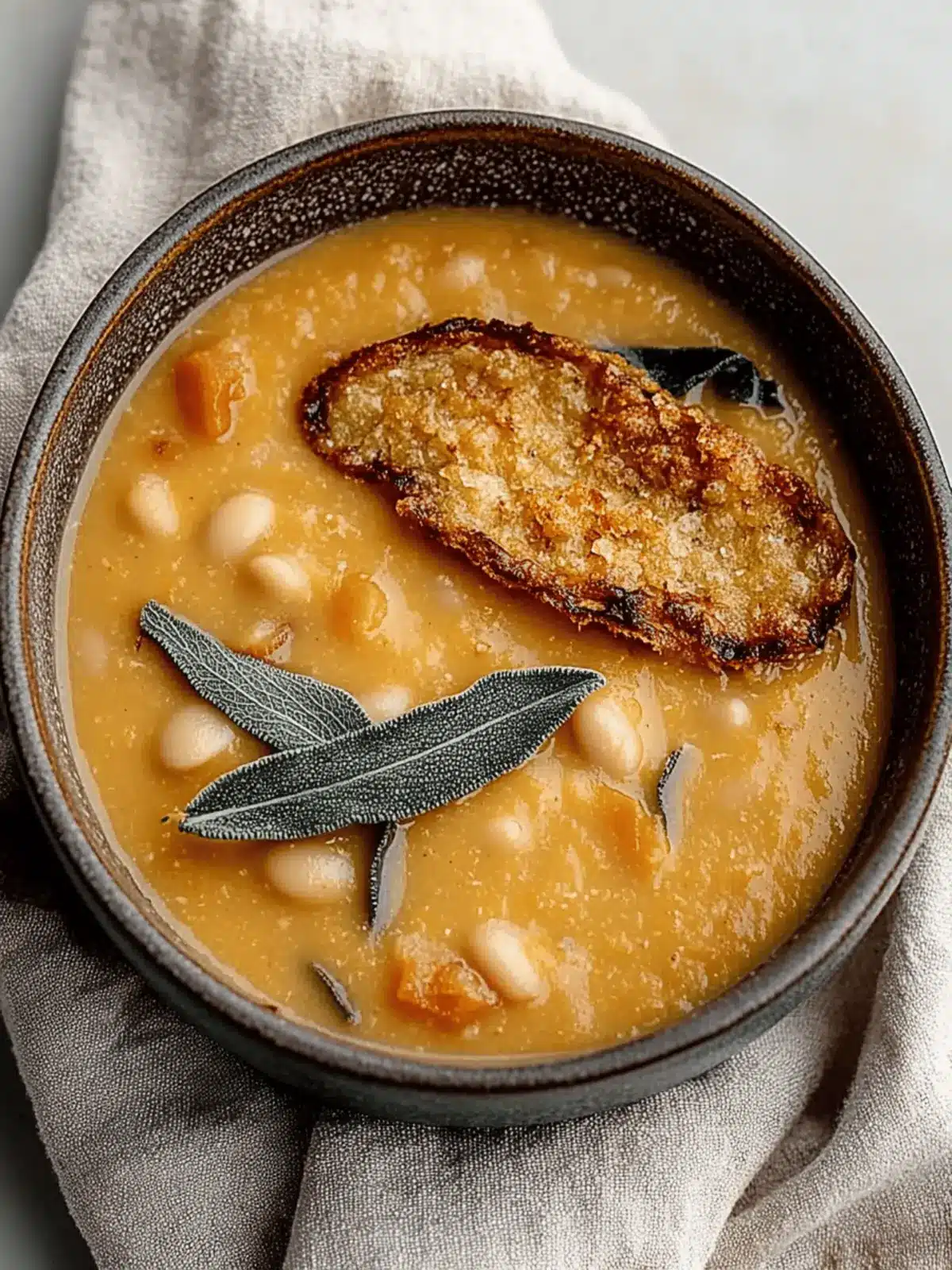 Butternut Squash White Bean Soup with Crispy Sage