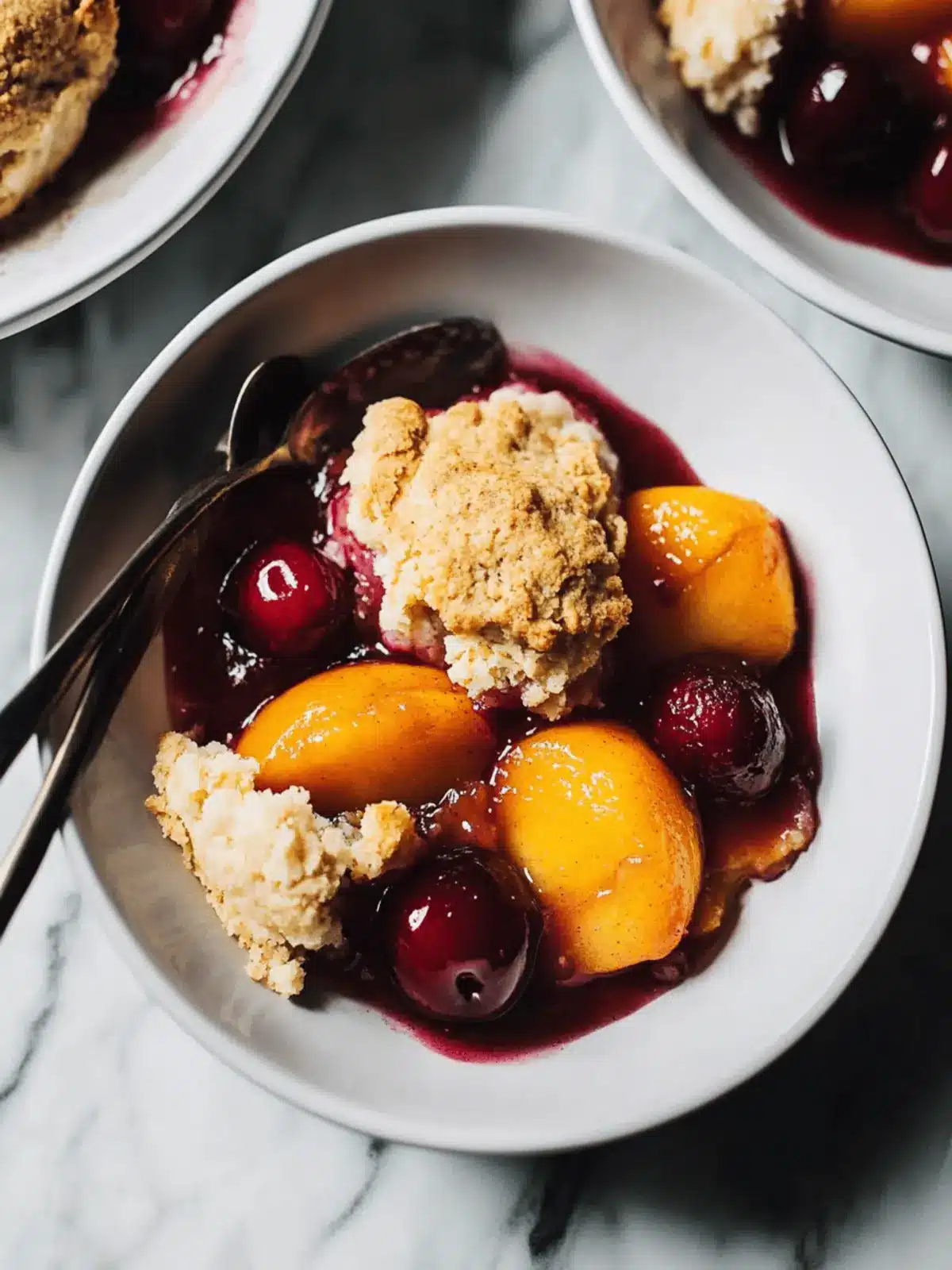 Cherry and Peach Cornmeal Cobbler