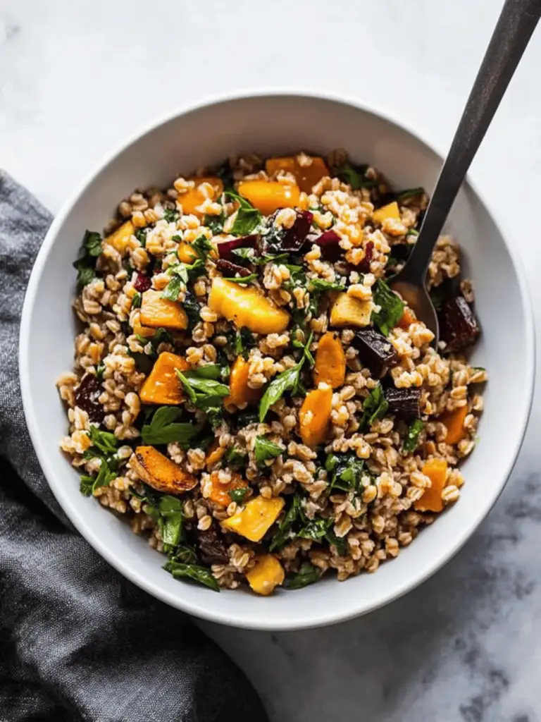 Warm Farro Salad with Roasted Root Vegetables