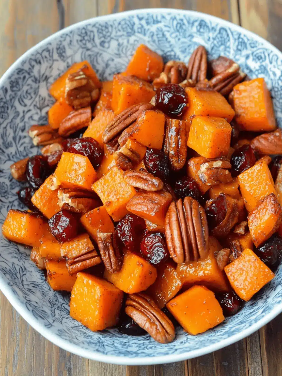 Roasted Butternut Squash with Cranberries and Pecans