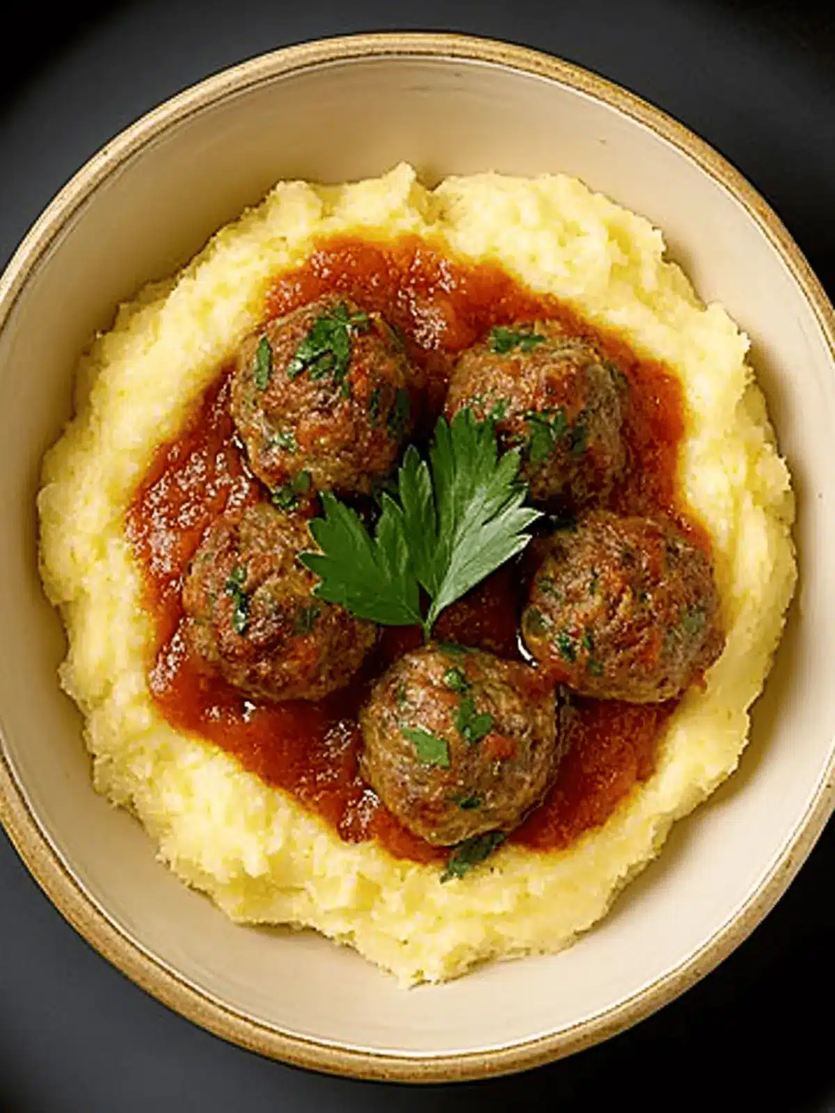 Classic Meatballs on Cheesy Polenta