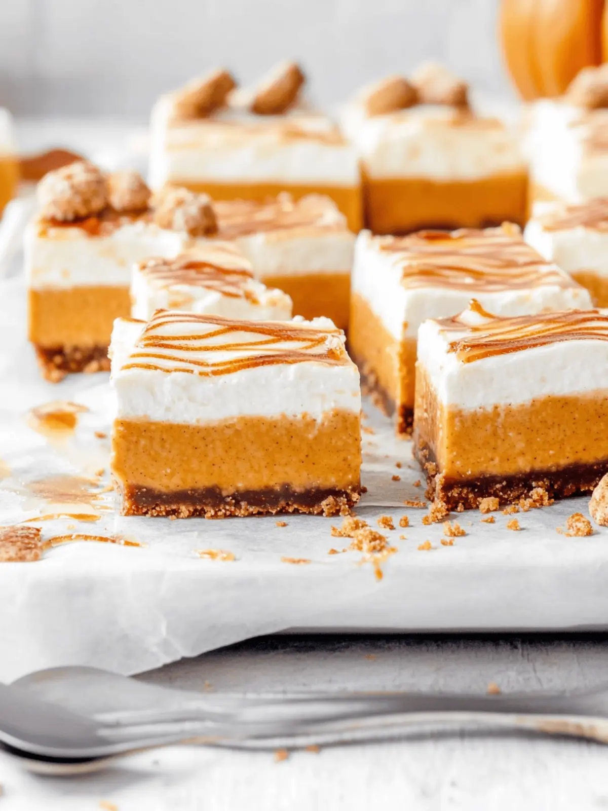 Maple Pumpkin Cheesecake Bars with Gingersnap Crust