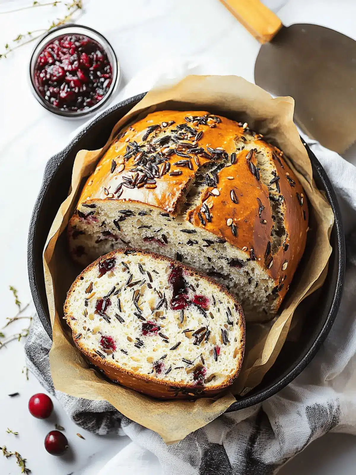 No-Knead Cranberry Wild Rice Bread